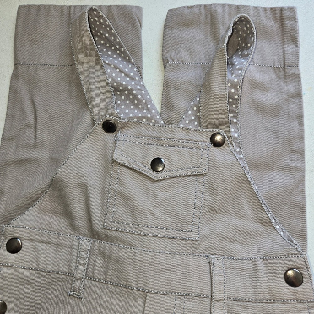 Bamboo Baby Organic Cotton Overalls Taupe Gray Polka Dot 6-12M
